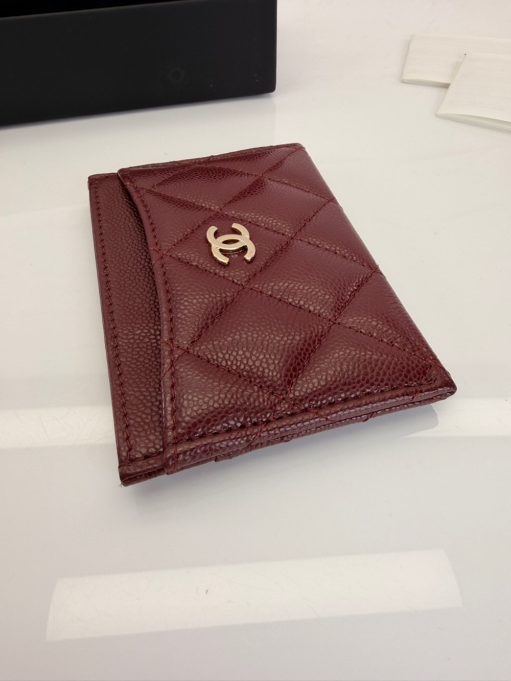 Chanel Caviar Quilted Card Holder Burgundy - Picture 7 of 11